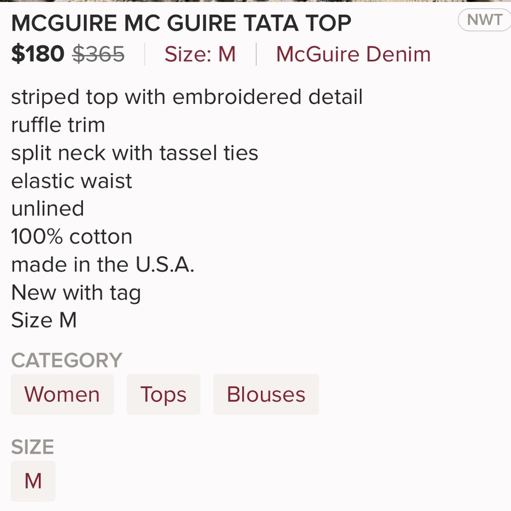 MCGUIRE MC GUIRE TATA TOP - Picture 8 of 8